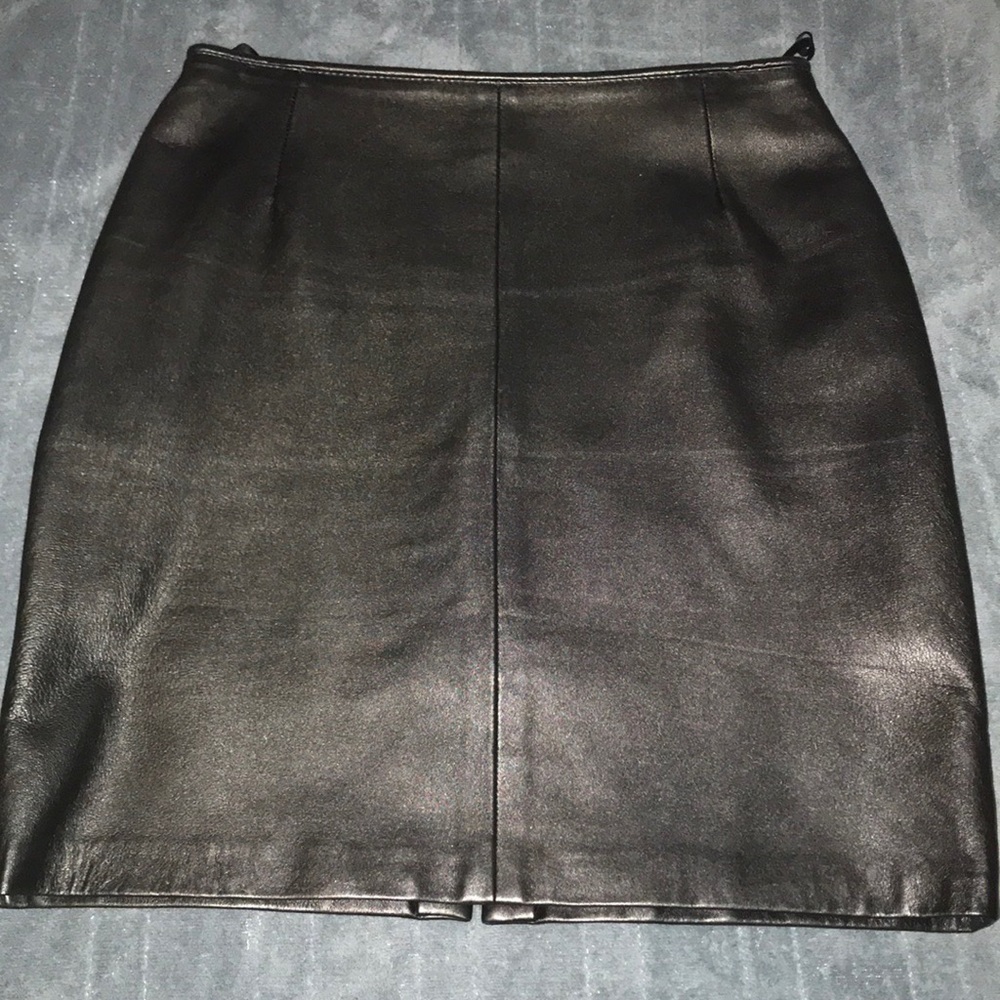 Genuine Black Leather mini skirt